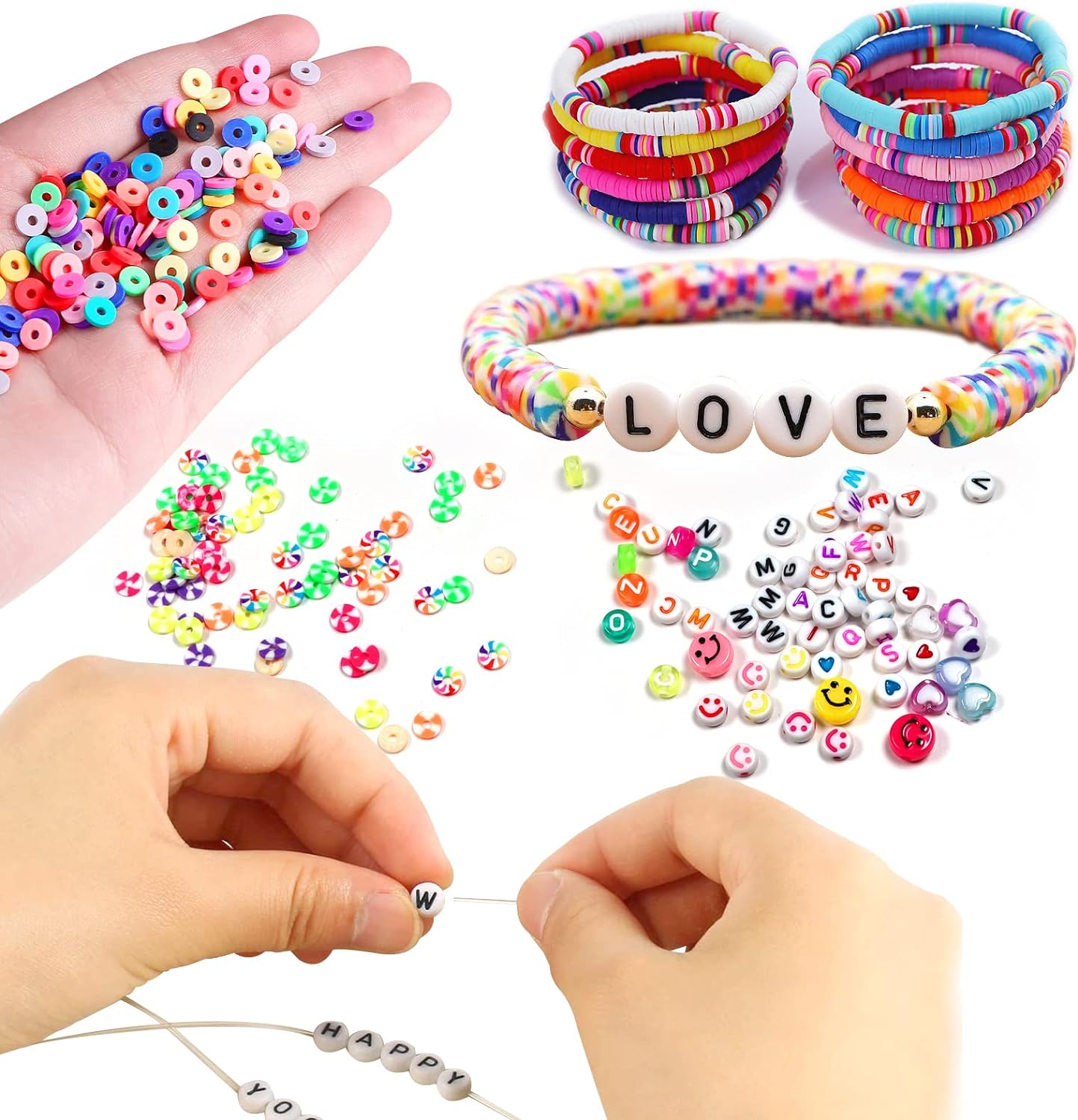 13200PCS 84 Colours Flat Round Polymer Clay Beads Kit Heishi Alphabet Letter Beads for Jewellery Bracelet Necklace Making TheliCraft