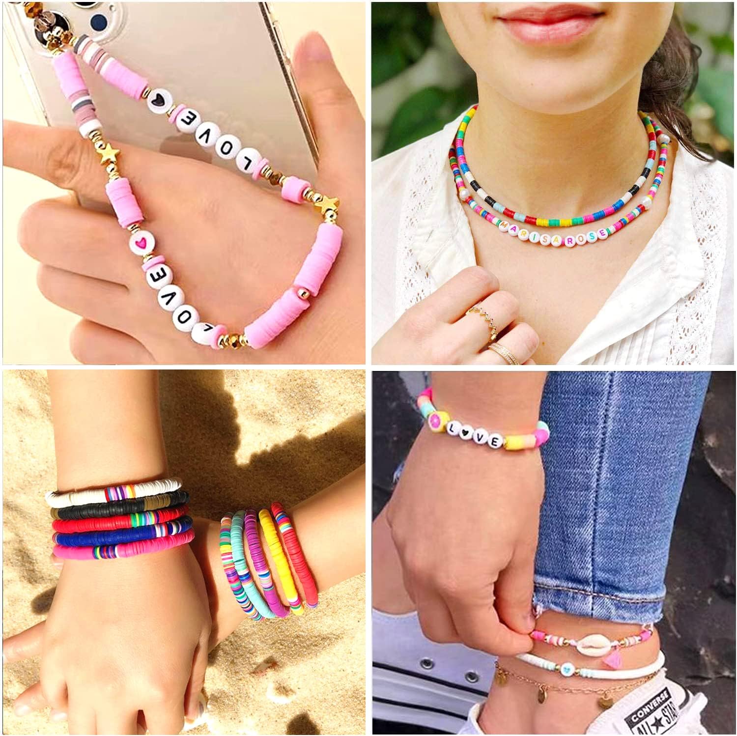 13200PCS 84 Colours Flat Round Polymer Clay Beads Kit Heishi Alphabet Letter Beads for Jewellery Bracelet Necklace Making TheliCraft