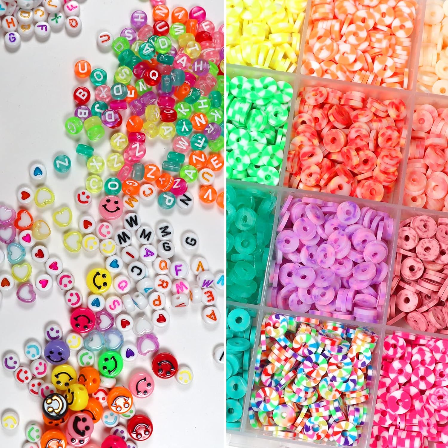 13200PCS 84 Colours Flat Round Polymer Clay Beads Kit Heishi Alphabet Letter Beads for Jewellery Bracelet Necklace Making TheliCraft