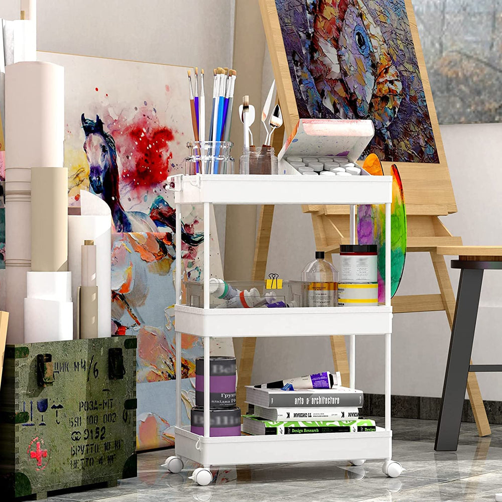 STORFEX 3-Tier Storage Rolling Cart - Organization Utility Cart