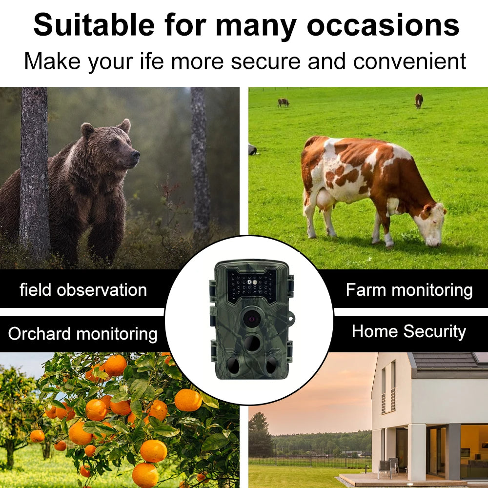 Fast Trigger Wildlife Scouting Trail Camera IP66 Waterproof, 1080P 36MP for Monitoring