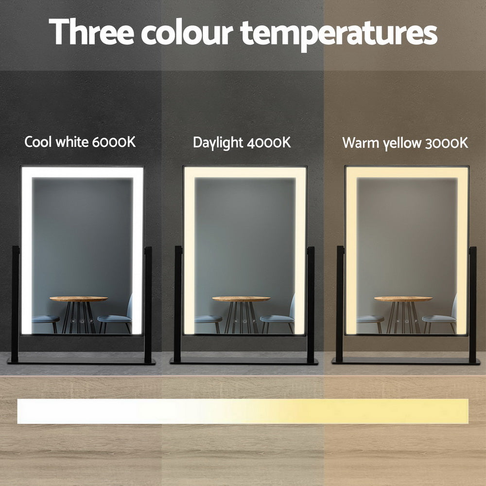Embellir Makeup Mirror 30x40cm with Led light Lighted Standing Mirrors Black