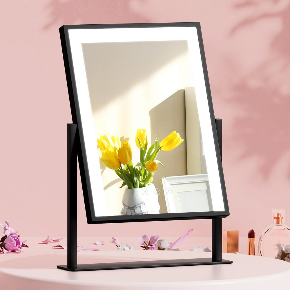 Embellir Makeup Mirror 30x40cm with Led light Lighted Standing Mirrors Black