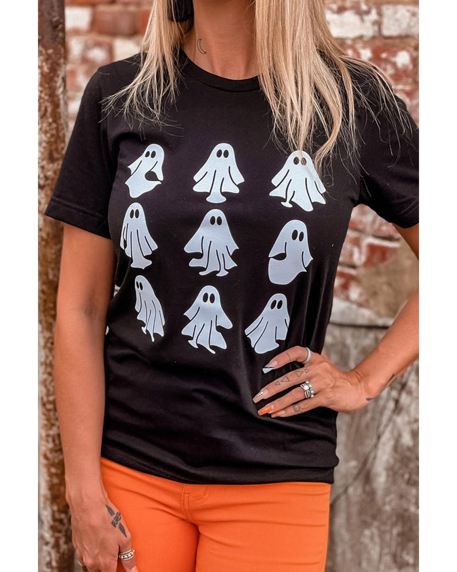 Black Halloween Ghost Graphic Tee - 2XL