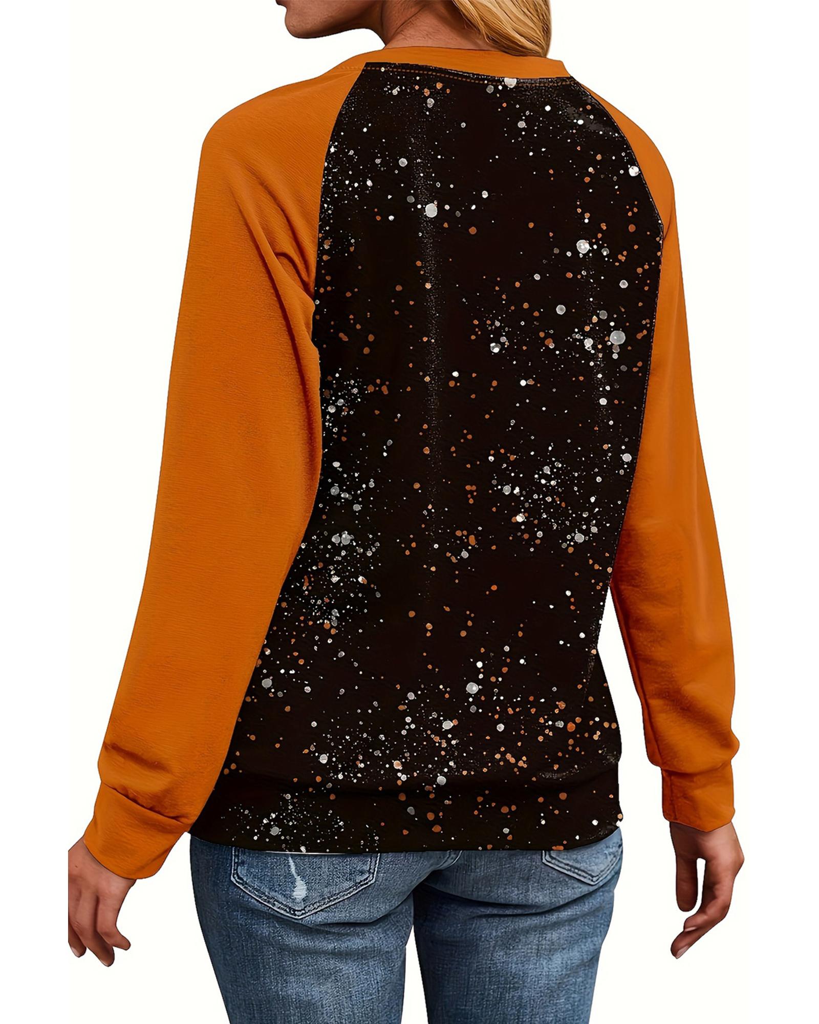 Gold Flame It's Fall Yall Halloween Pumpkin Graphic Bleached Top - M