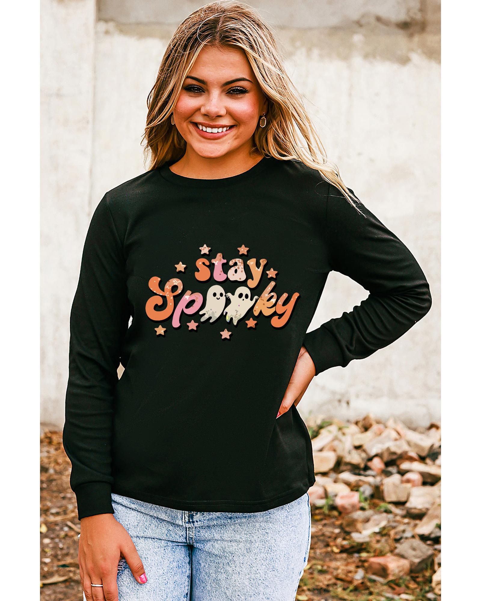 Black Halloween stay Spooky Graphic Sweatshirt - M
