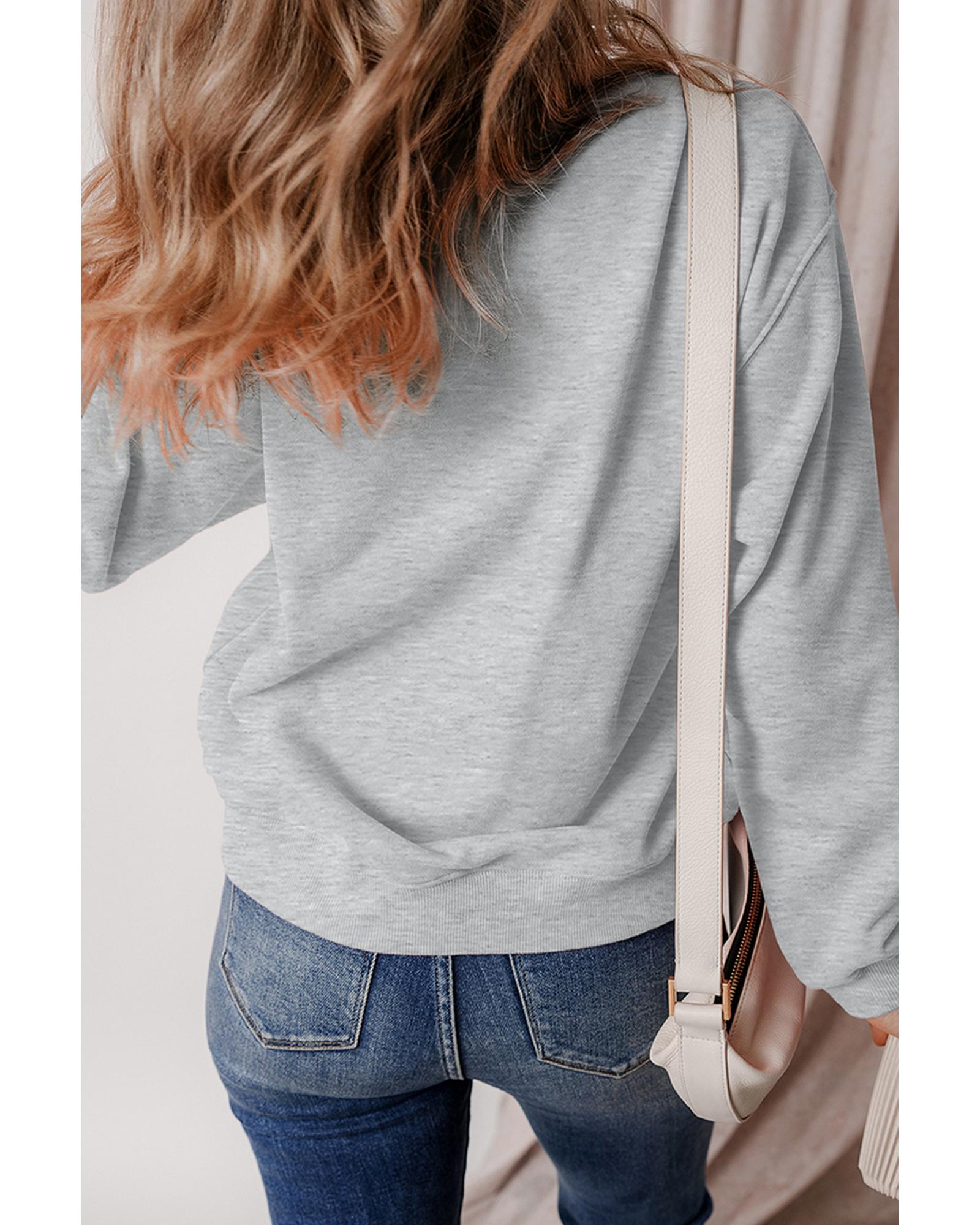 Gray Halloween Ghost Print Crewneck Drop Shoulder Sweatshirt - 2XL