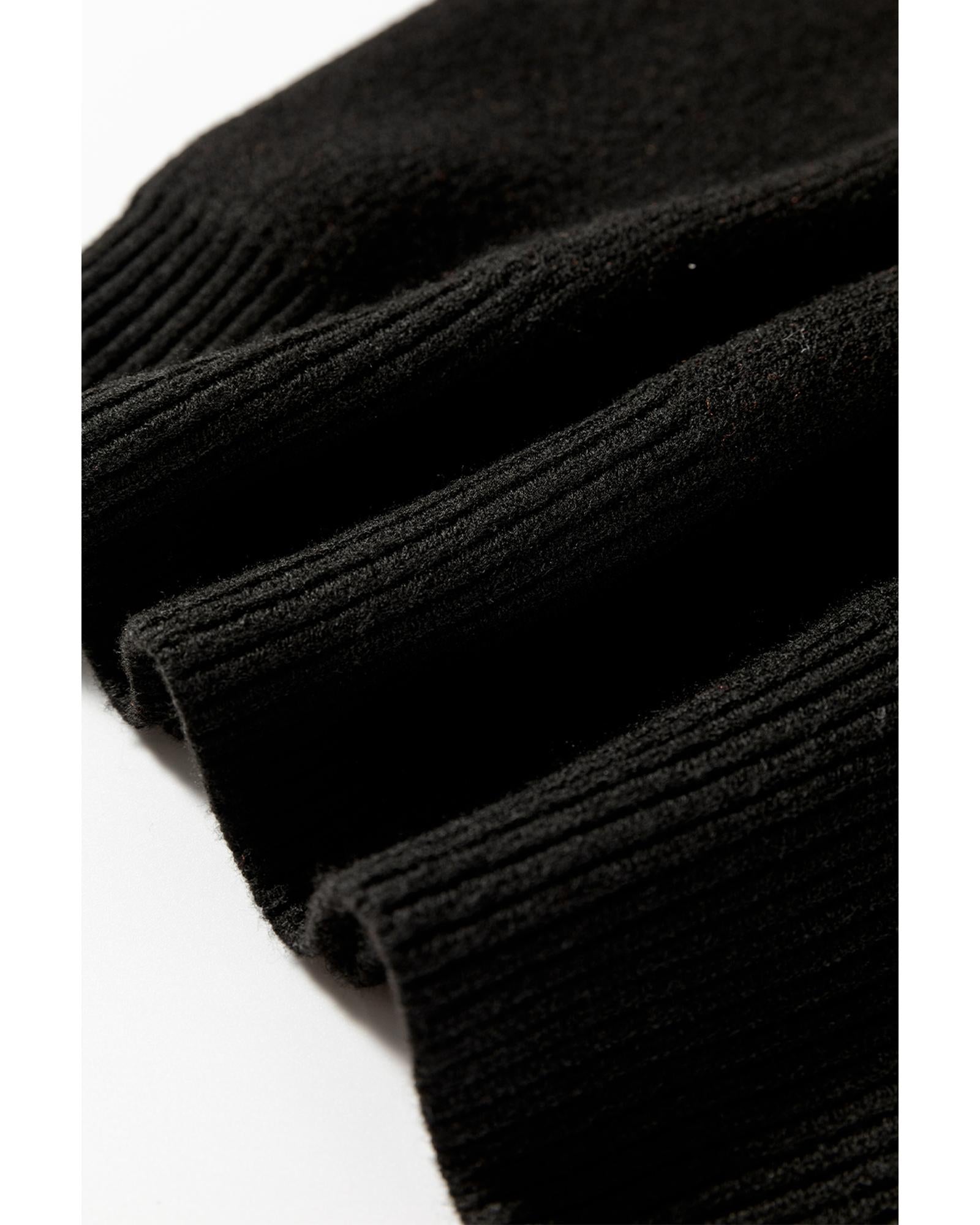 Black Halloween Pumpkin Face Pattern Drop Shoulder Sweater - M