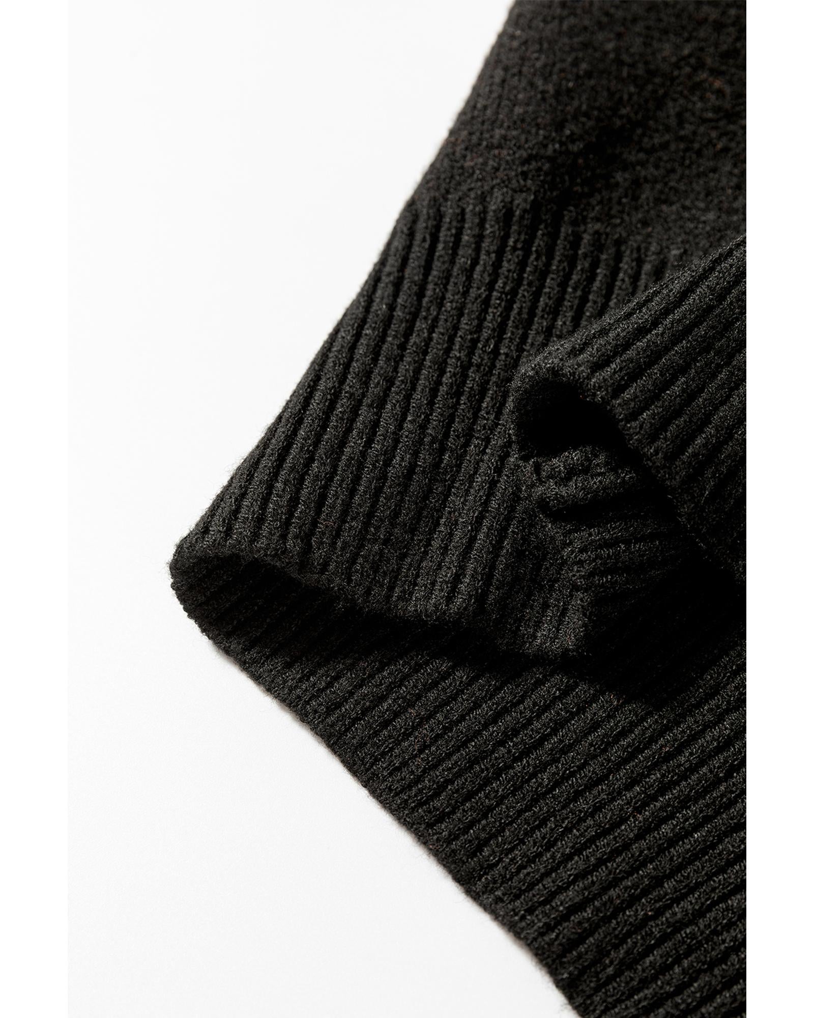 Black Halloween Pumpkin Face Pattern Drop Shoulder Sweater - S