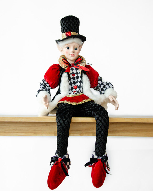 LUXURY CHRISTMAS CAROLLER ELF BLACK/RED 65CM