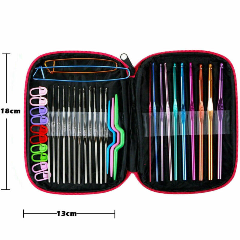 124 pcs Crochet Hooks Set Kit Weave Yarn Knitting Needles Sewing DIY Tools Case TheliCraft