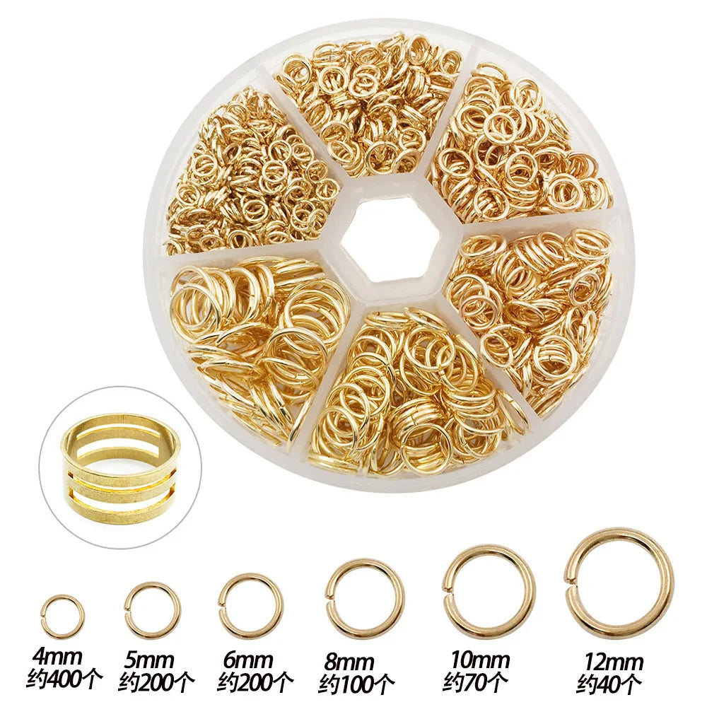 1010pcs 4mm 5mm 6mm 8mm 10mm 12mm Jump Ring Kit for DIY Earring Bracelet Necklace TheliCraft