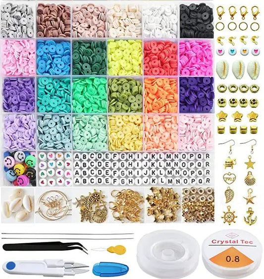 6000pcs 24 Grid Heishi flat Round clay beads for DIY Jewellery Making Polymer Clay Beads for Bracelet Charms TheliCraft