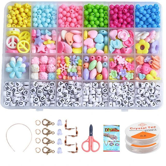 950pcs 24Grid Cute Candy Colors Acrylic Beads with Alphabet Beads For DIY Jewelry Making Kit TheliCraft