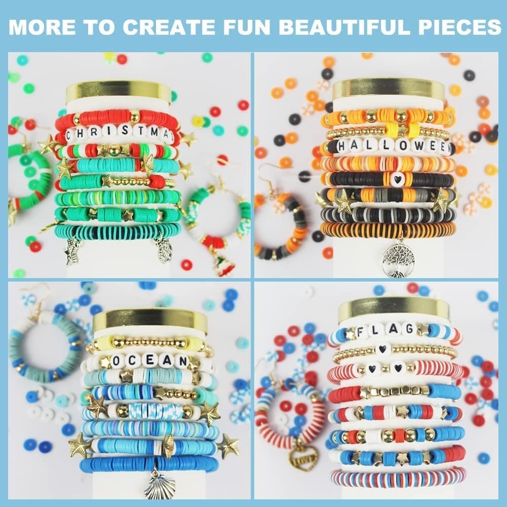 7200pcs Polymer Clay Beads Set 24 Colors Clay Round Disc Spacer Heishi Beads Jewelry Making Kit TheliCraft