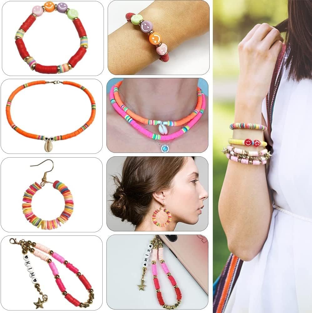 7200pcs Polymer Clay Beads Set 24 Colors Clay Round Disc Spacer Heishi Beads Jewelry Making Kit TheliCraft