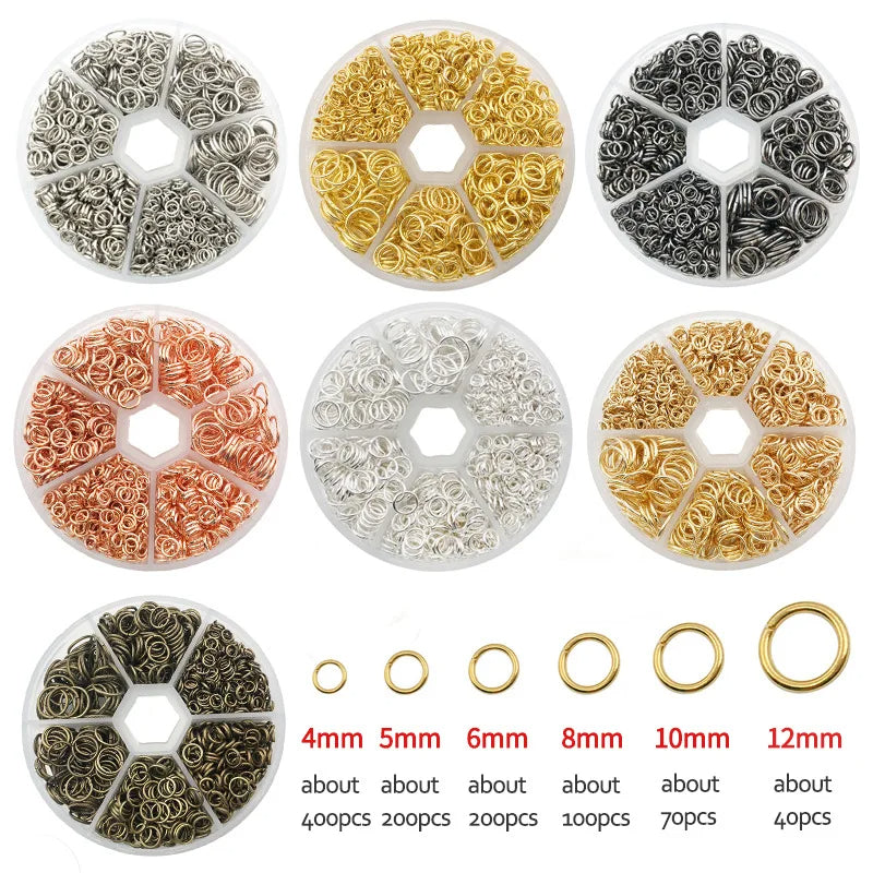 1010pcs 4mm 5mm 6mm 8mm 10mm 12mm Jump Ring Kit for DIY Earring Bracelet Necklace TheliCraft