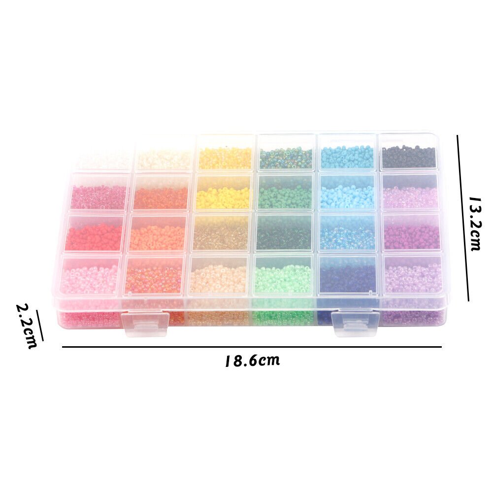 12000Pcs 3mm Glass Seed Beads 24 Colors Loose Beads Kit Bracelet Beads DIY TheliCraft