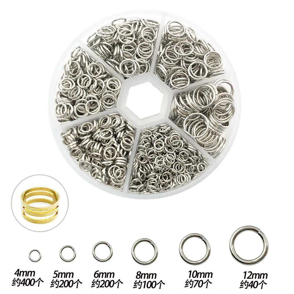 1010pcs 4mm 5mm 6mm 8mm 10mm 12mm Jump Ring Kit for DIY Earring Bracelet Necklace TheliCraft