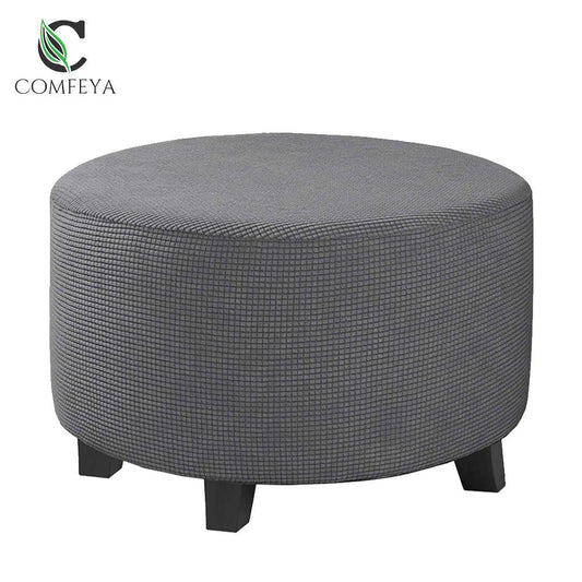 COMFEYA Round Ottoman Cover - Stretch Ottoman Slipcover Furniture Protector for Round Ottomans_0