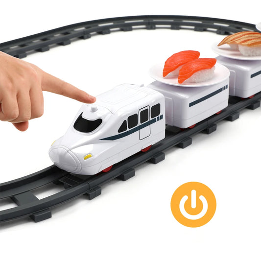 Electric Rotary Sushi Train Toy Track Role Playing Conveyor Set- Battery Operated_0