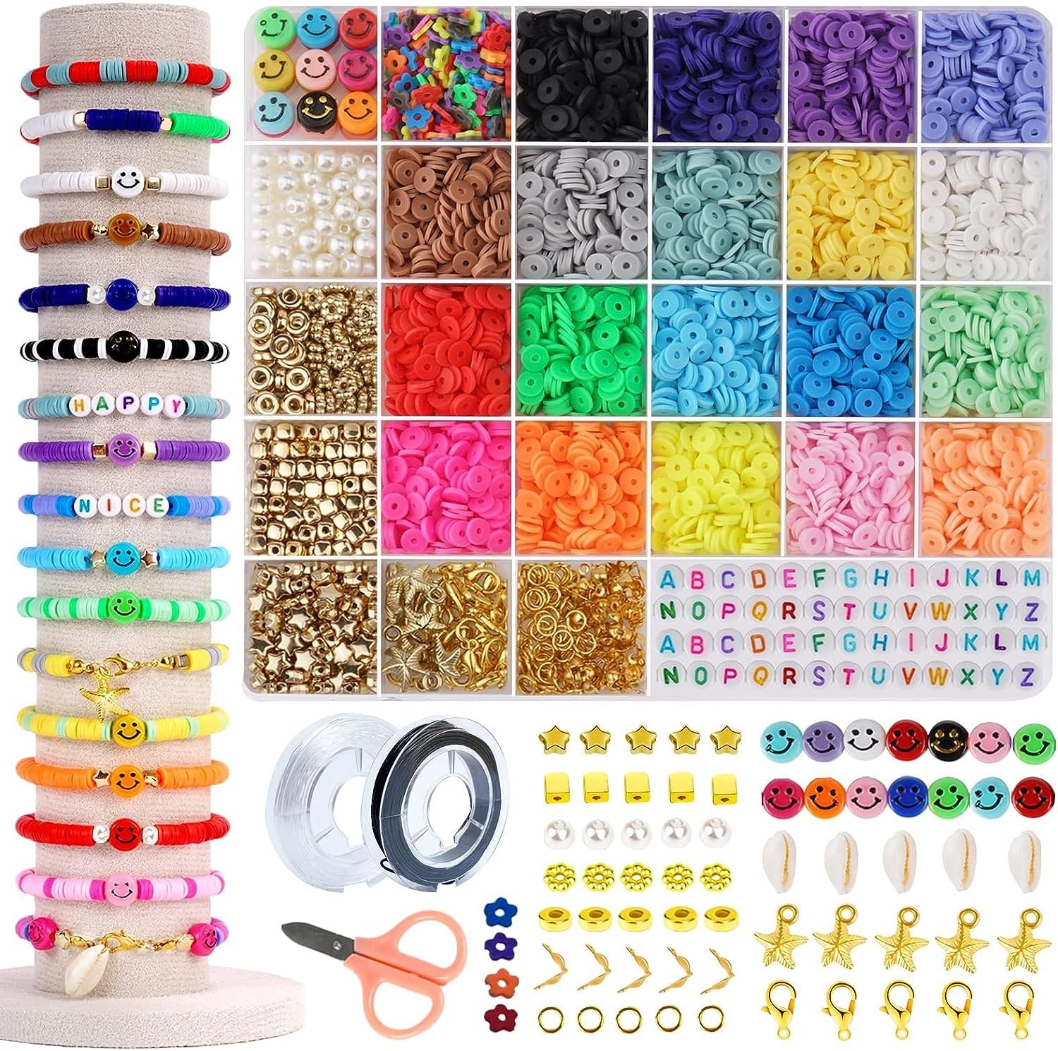 20 Colours 5300pcs Clay Beads Bracelet Making Kit Smiley Face Jewelry Making Kit TheliCraft