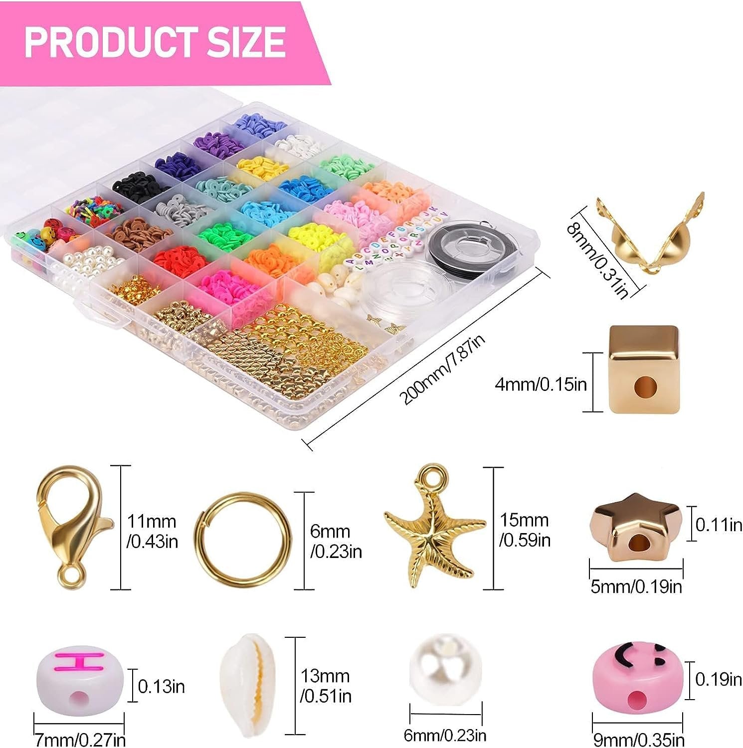 20 Colours 5300pcs Clay Beads Bracelet Making Kit Smiley Face Jewelry Making Kit TheliCraft