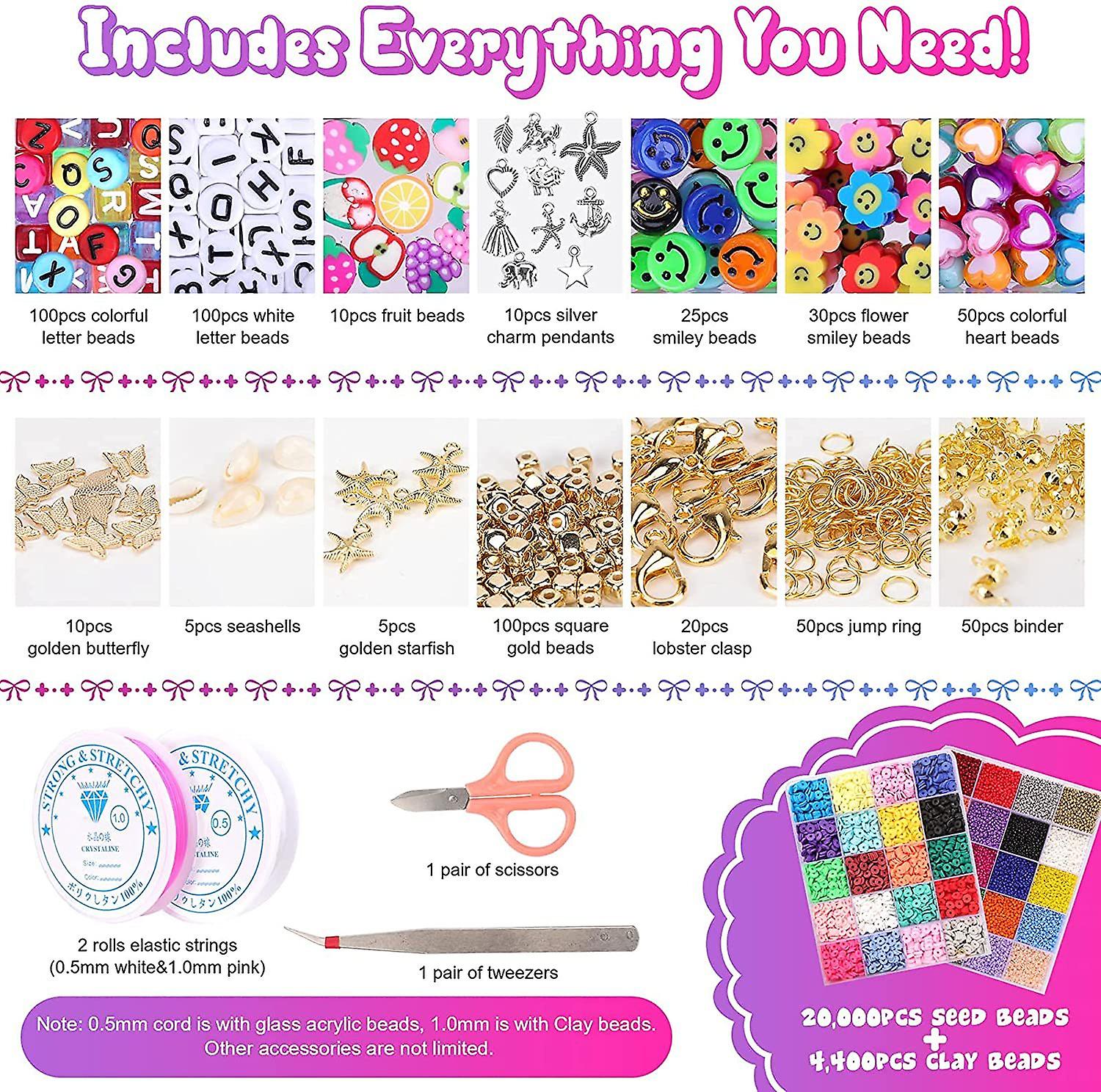 25000 Pcs 24 Girds DIY Acrylic Bead A-Z Letter Beads Polymer Soft Clay jewelry making Kit For Bracelet Making TheliCraft
