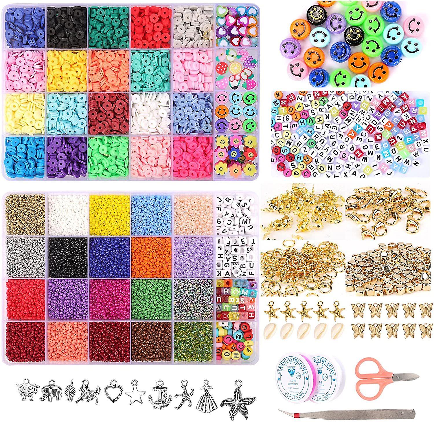 25000 Pcs 24 Girds DIY Acrylic Bead A-Z Letter Beads Polymer Soft Clay jewelry making Kit For Bracelet Making TheliCraft