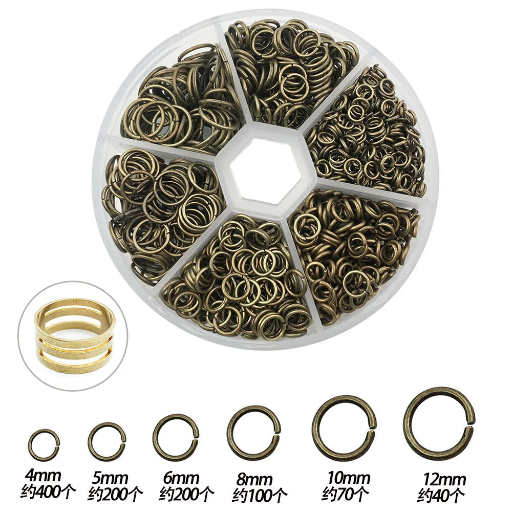 1010pcs 4mm 5mm 6mm 8mm 10mm 12mm Jump Ring Kit for DIY Earring Bracelet Necklace TheliCraft