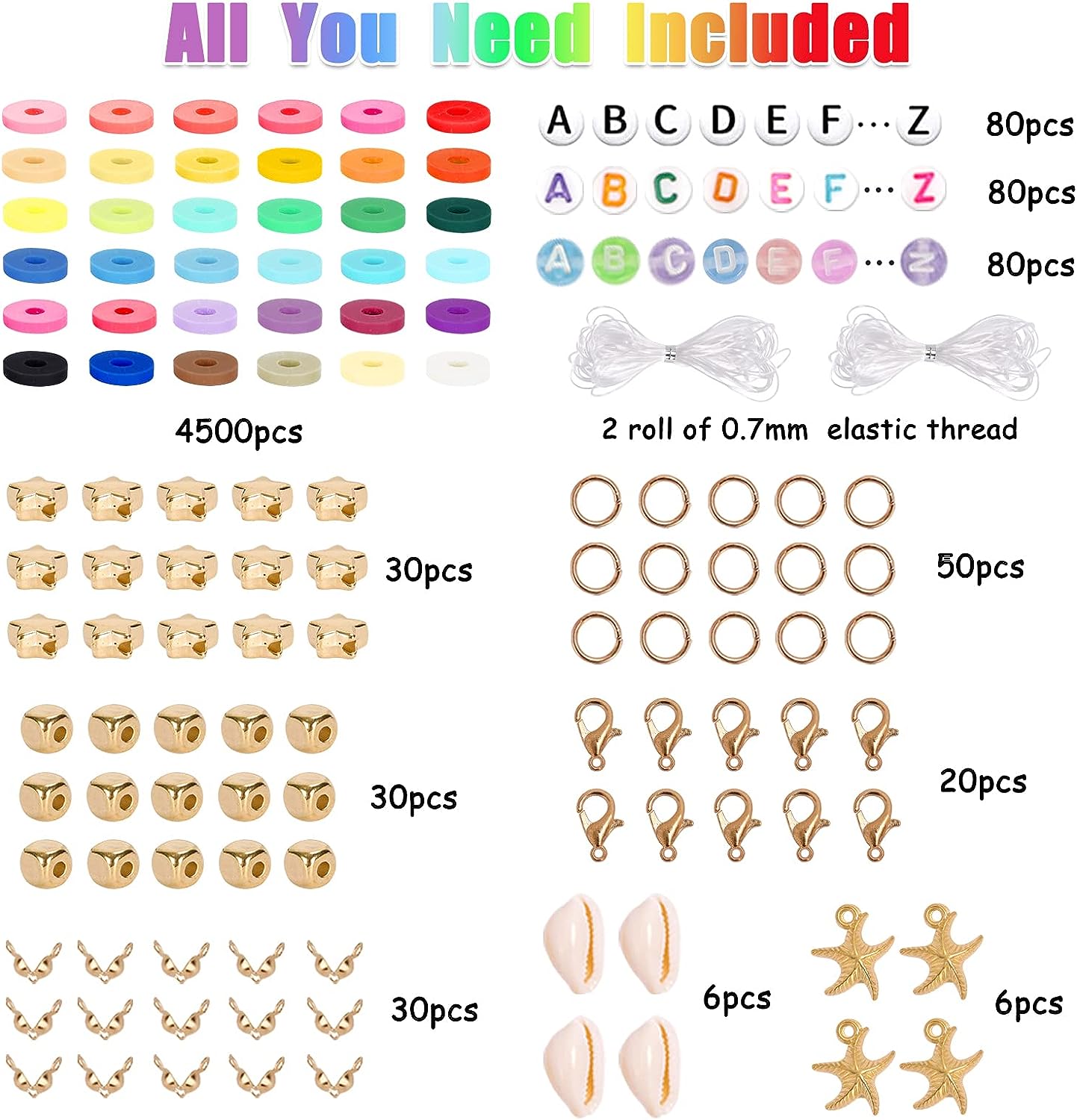 36 Colors 5000pcs Clay Beads Heishi Polymer Flat Round Clay Beads Jewelry Making Kit TheliCraft