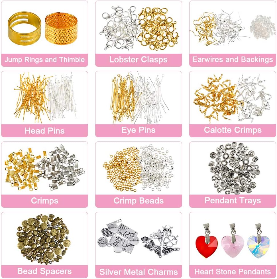 4-layer 2880Pcs Beads Charms Findings Beading Wire Kit For DIY Bracelets Necklace Earrings Deluxe Jewelry Making Supplies Kit TheliCraft