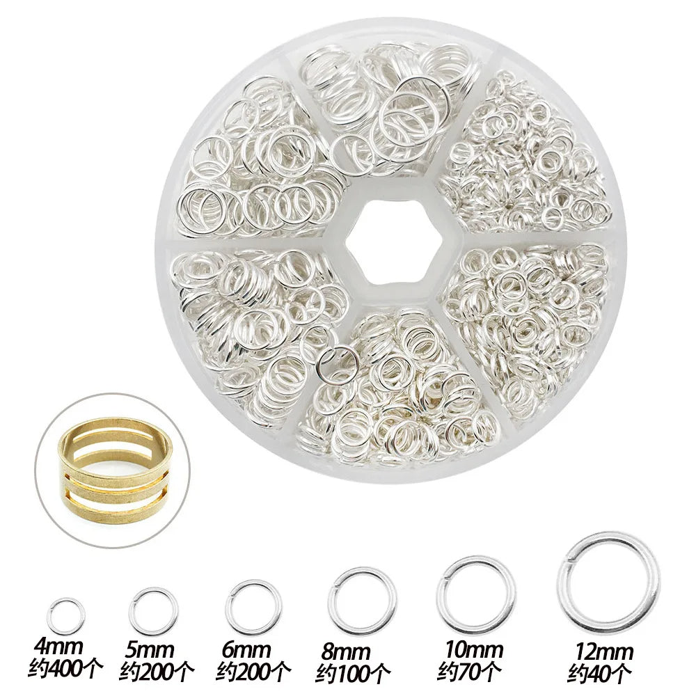1010pcs 4mm 5mm 6mm 8mm 10mm 12mm Jump Ring Kit for DIY Earring Bracelet Necklace TheliCraft