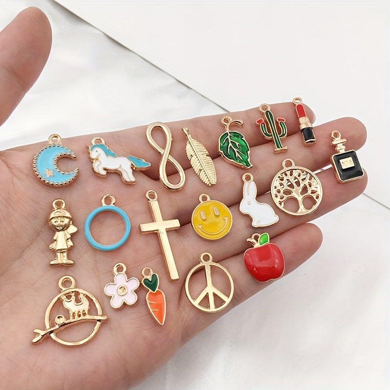 50Pcs Mixed Cartoon Animal Tree Enamel Creative Charms Exquisite Beads TheliCraft