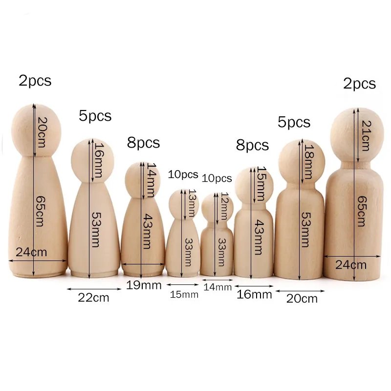 50Pcs Unfinished Wood Peg Dolls Kids Toys Wooden Peg doll Arts Craft Gift Premium Quality TheliCraft