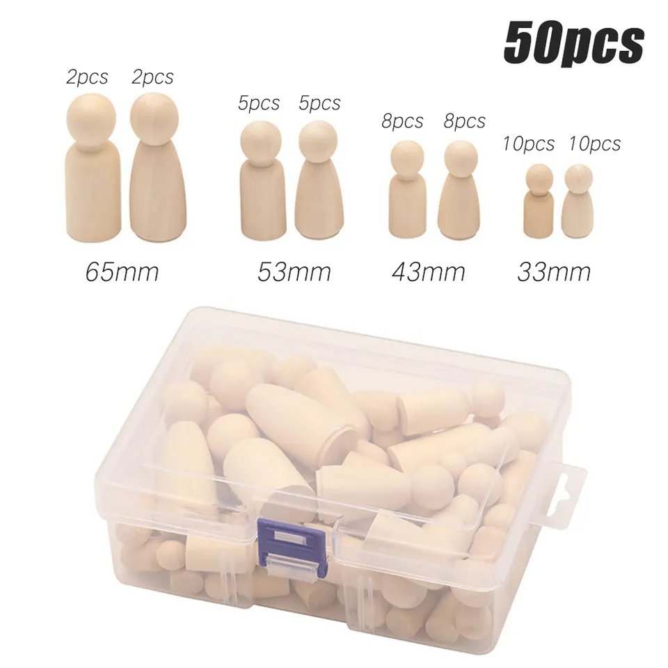 50Pcs Unfinished Wood Peg Dolls Kids Toys Wooden Peg doll Arts Craft Gift Premium Quality TheliCraft