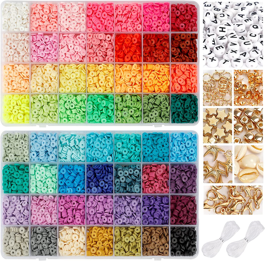 56 Colors 14420pcs 6mm Polymer Clay Beads Heishi Flat Round Clay Bead DIY Jewelry Making Kit TheliCraft