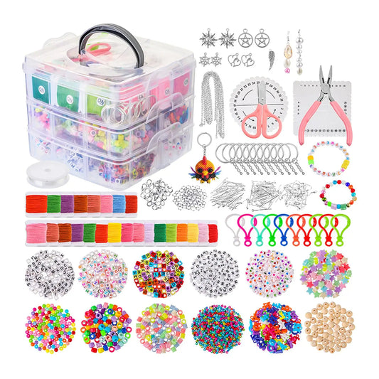 3-layer 4655pcs Beads Charms Findings Beading Wire Kit For DIY Bracelets Necklace Earrings TheliCraft