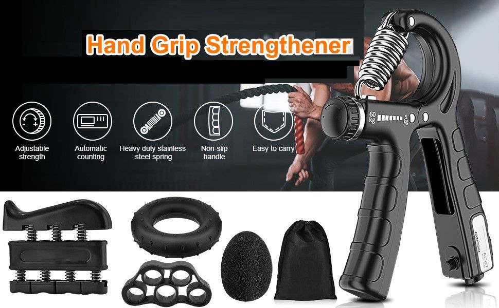 5 Pack Adjustable Resistance Hand Gripper Exerciser Workout Kit - MrCraftr