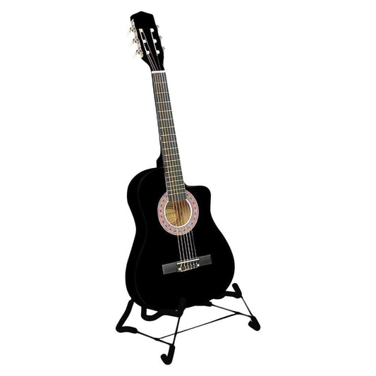 Karrera 38in Cutaway Acoustic Guitar with guitar bag - Black - MrCraftr