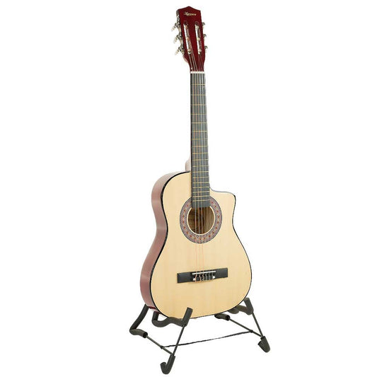 Karrera 38in Cutaway Acoustic Guitar with guitar bag - Natural - MrCraftr