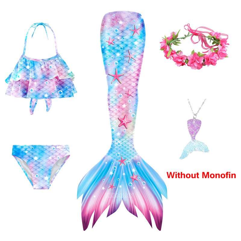 Girls Swimming Mermaid Tail Sets and Accessories | Little Mermaid Tail Costume Swimwear | Girls Mermaid Tail Swimsuit | Swimming Cosplay