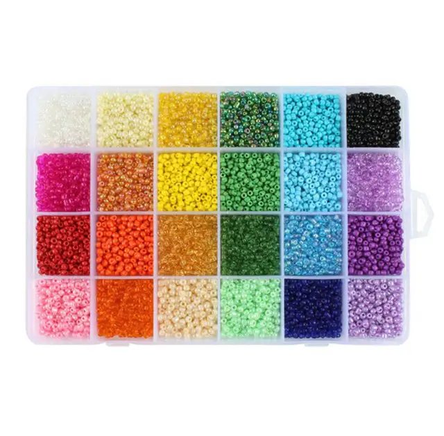 12000Pcs 3mm Glass Seed Beads 24 Colors Loose Beads Kit Bracelet Beads DIY