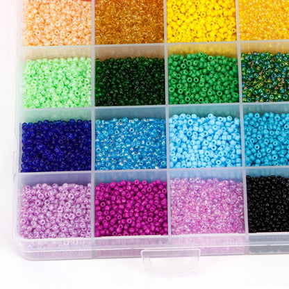 12000Pcs 3mm Glass Seed Beads 24 Colors Loose Beads Kit Bracelet Beads DIY