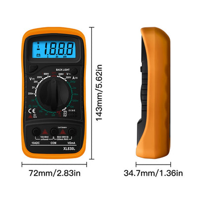 Handheld Digital Multimeter LCD Backlight Portable AC/DC Ammeter Voltmeter