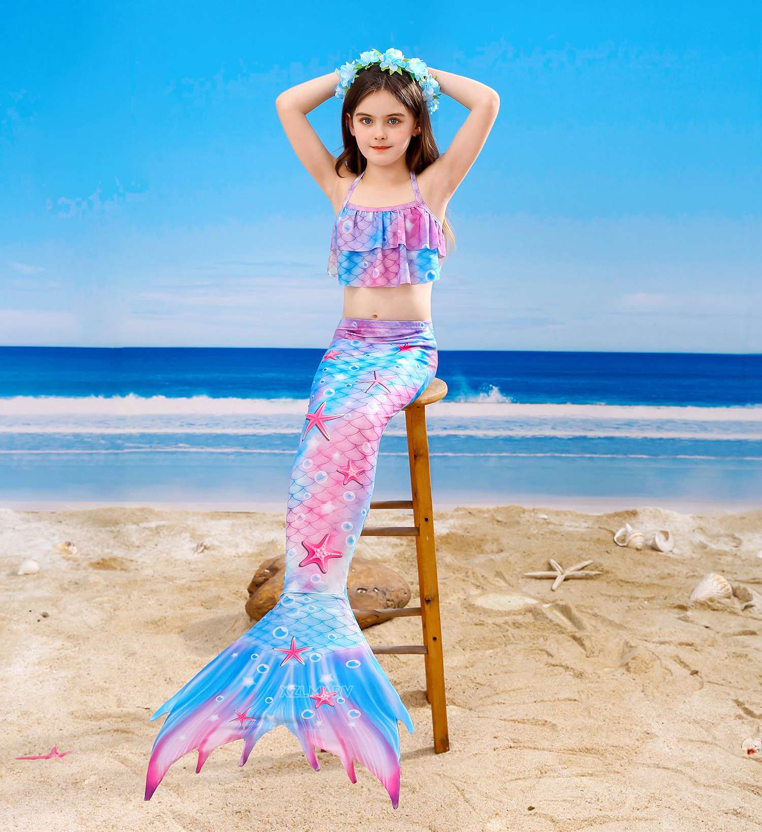 Girls Swimming Mermaid Tail Sets and Accessories | Little Mermaid Tail Costume Swimwear | Girls Mermaid Tail Swimsuit | Swimming Cosplay