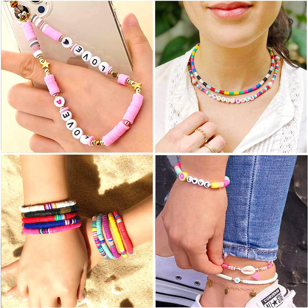 13200PCS 84 Colours Flat Round Polymer Clay Beads Kit Heishi Alphabet Letter Beads for Jewellery Bracelet Necklace Making TheliCraft