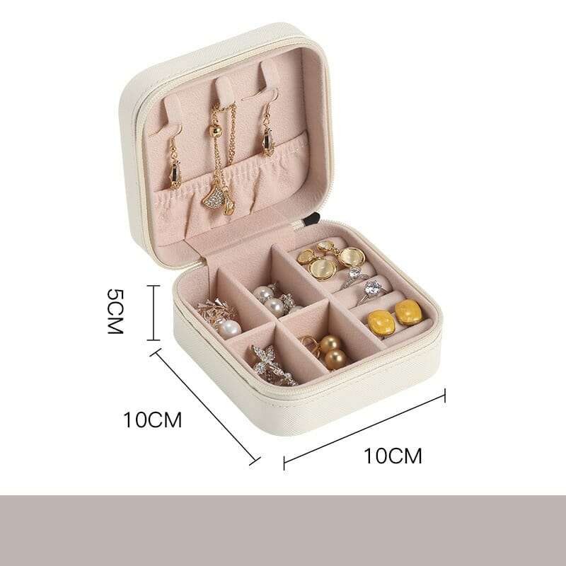 Leather Travel Jewelry Organizer Box for Earrings, Necklaces, and Rings, Mini Jewelry Storage Box