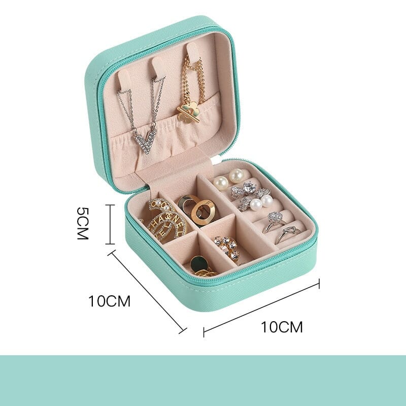 Leather Travel Jewelry Organizer Box for Earrings, Necklaces, and Rings, Mini Jewelry Storage Box