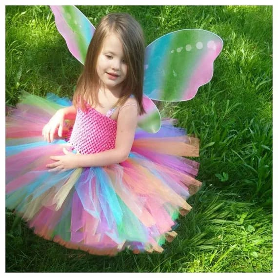 Girls Rainbow Tutu Dress, Rainbow fairy Dress, Girls Tutu Dress, Girls Princess Dress, fairy Costume, Butterfly Wing dress